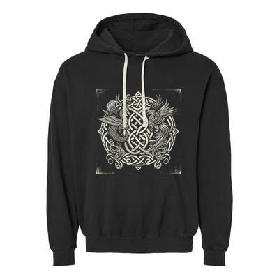 Intricate Celtic Knot With Dragon And Phoenix Garment-Dyed Fleece Hoodie