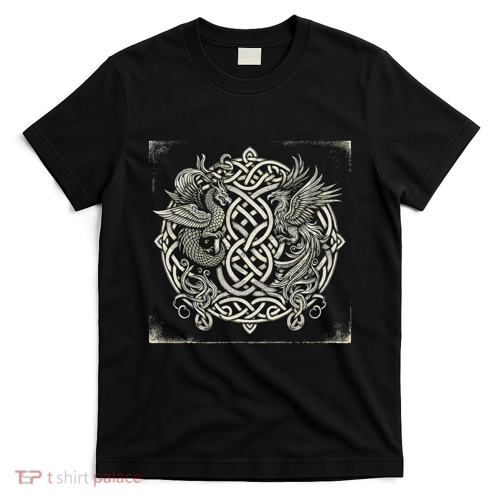 Intricate Celtic Knot With Dragon And Phoenix T-Shirt