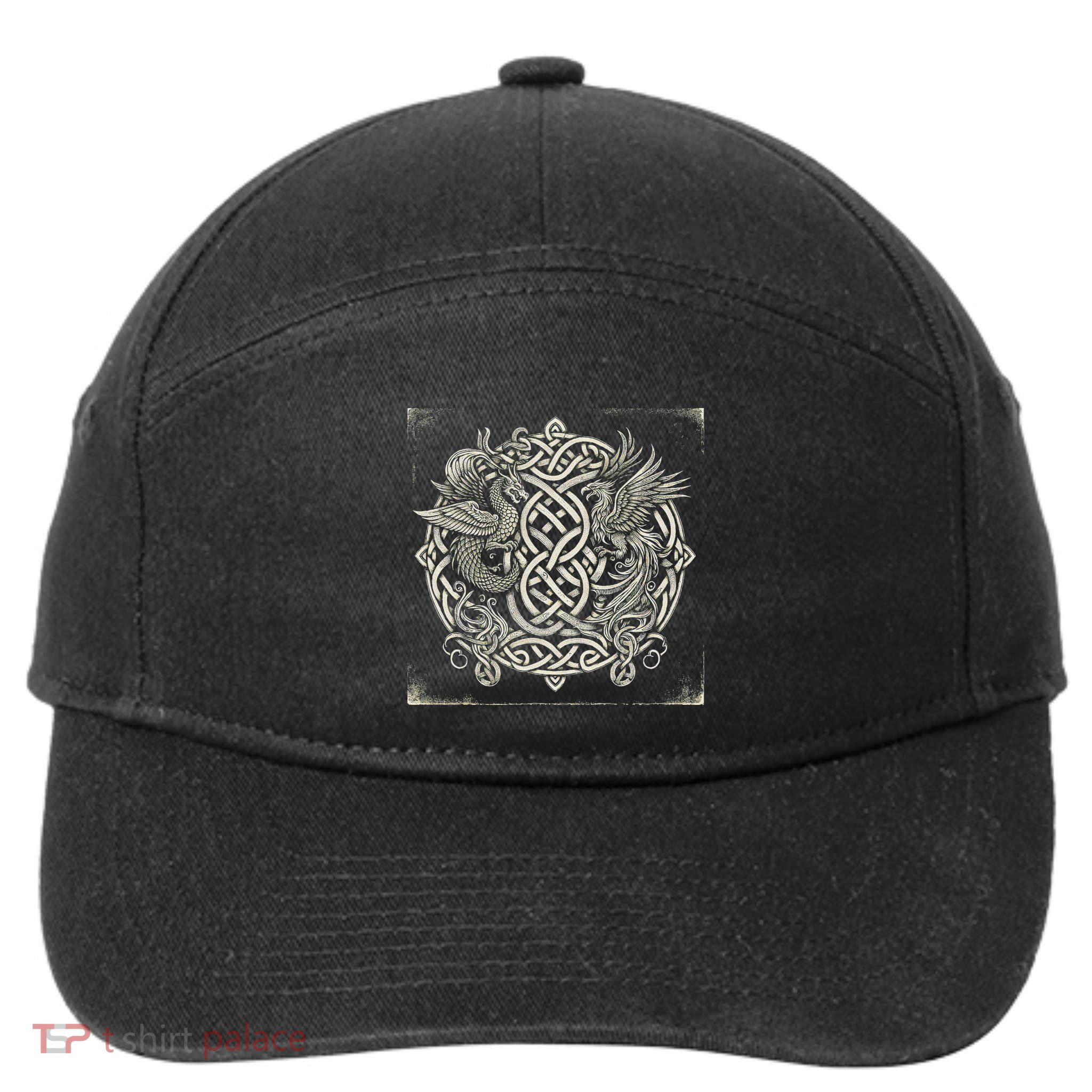 Intricate Celtic Knot With Dragon And Phoenix 7-Panel Snapback Hat
