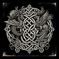 Intricate Celtic Knot With Dragon And Phoenix 7-Panel Snapback Hat