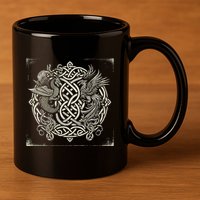 Intricate Celtic Knot With Dragon And Phoenix 11oz C Handle Ceramic Mug