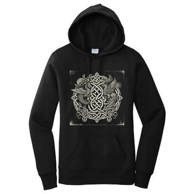Intricate Celtic Knot With Dragon And Phoenix Women's Pullover Hoodie
