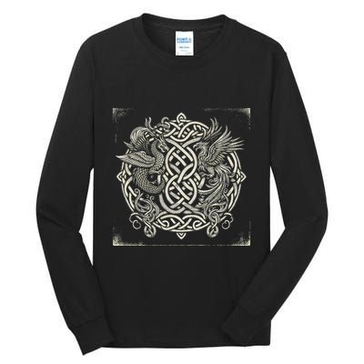 Intricate Celtic Knot With Dragon And Phoenix Tall Long Sleeve T-Shirt