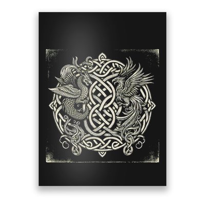 Intricate Celtic Knot With Dragon And Phoenix Poster