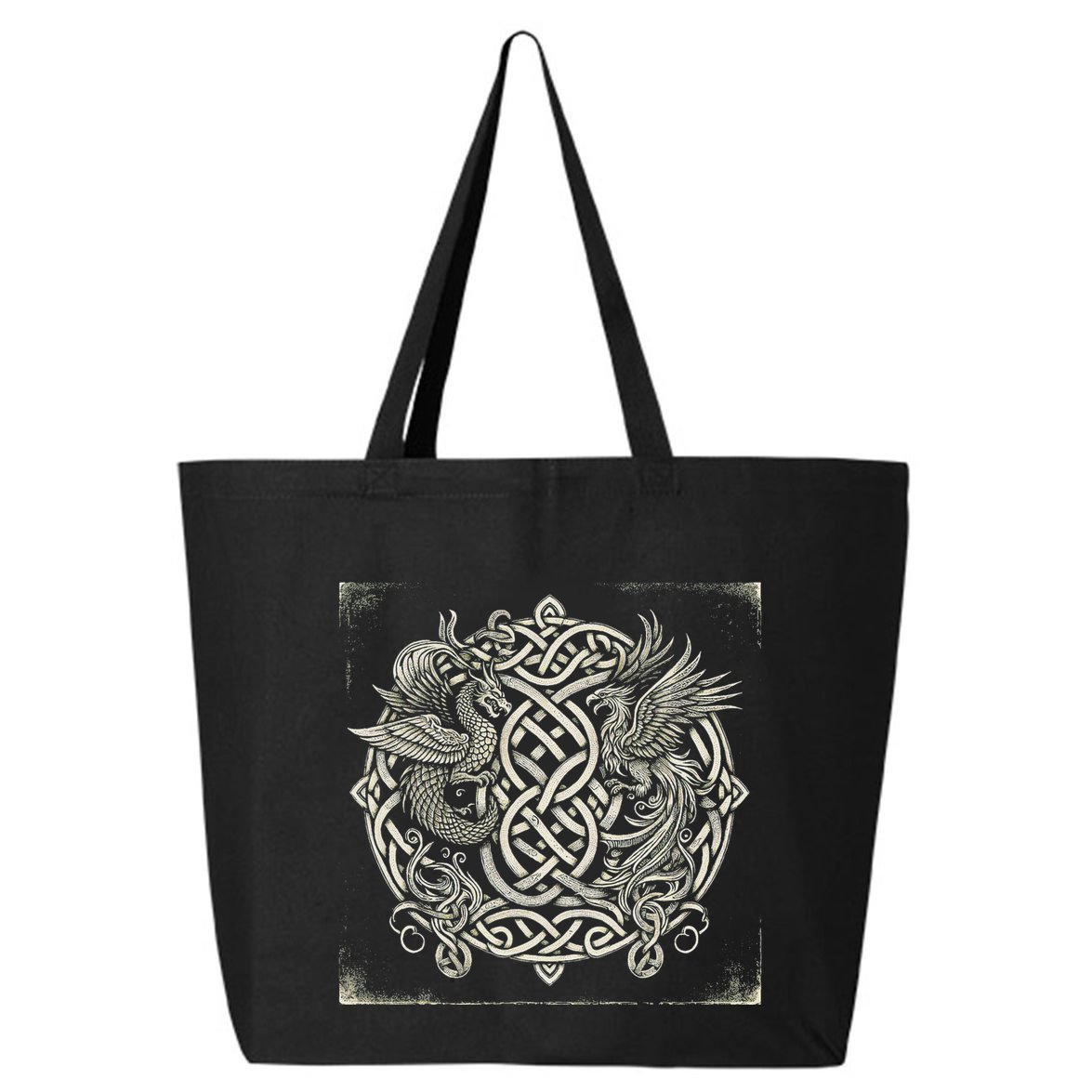 Intricate Celtic Knot With Dragon And Phoenix 25L Jumbo Tote