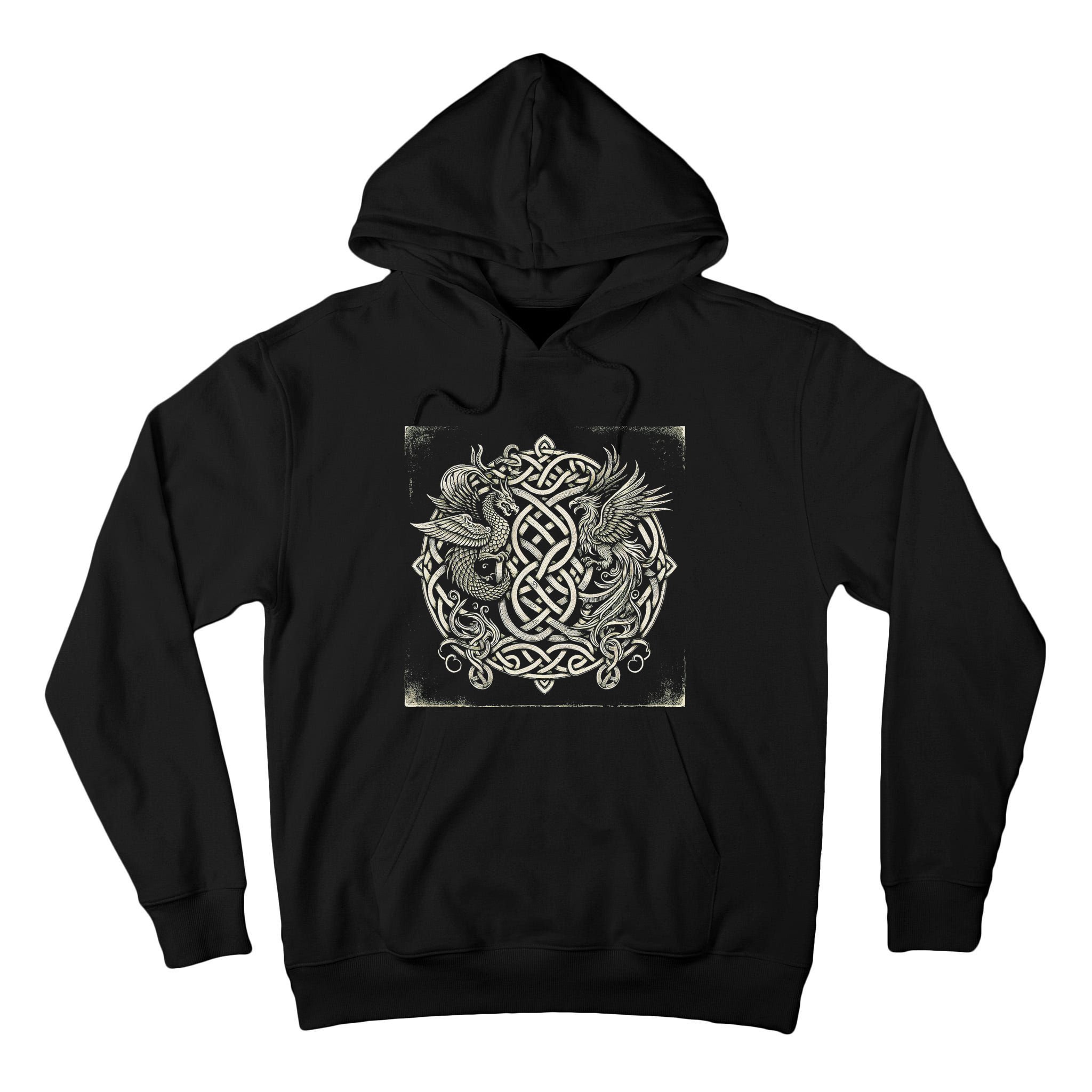 Intricate Celtic Knot With Dragon And Phoenix Tall Hoodie