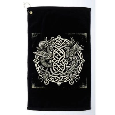 Intricate Celtic Knot With Dragon And Phoenix Golf Towel