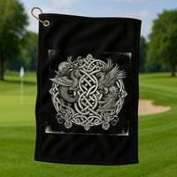 Intricate Celtic Knot With Dragon And Phoenix Golf Towel