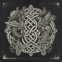 Intricate Celtic Knot With Dragon And Phoenix Golf Towel