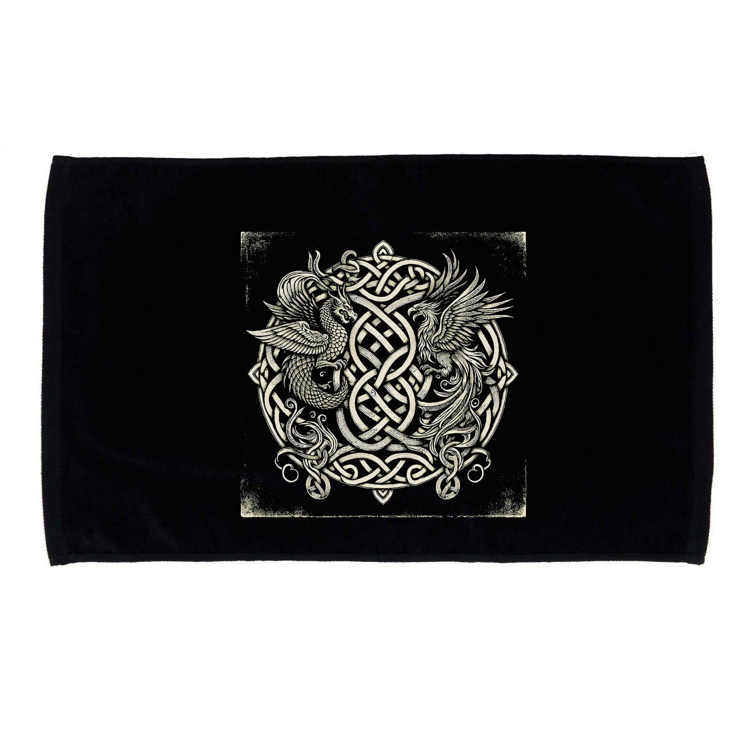 Intricate Celtic Knot With Dragon And Phoenix Microfiber Hand Towel