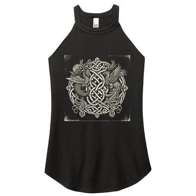 Intricate Celtic Knot With Dragon And Phoenix Women's Perfect Tri Rocker Tank