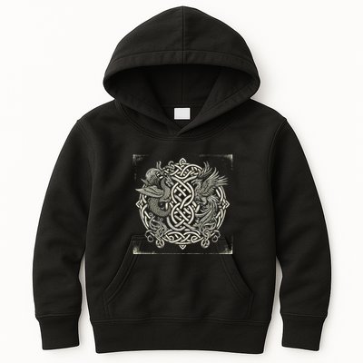 Intricate Celtic Knot With Dragon And Phoenix Kids Hoodie