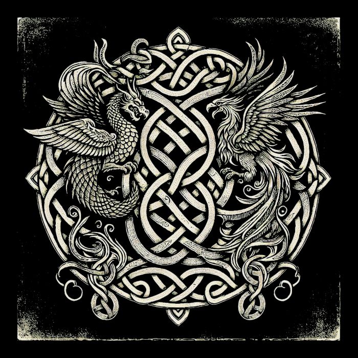 Intricate Celtic Knot With Dragon And Phoenix Wool Snapback Cap