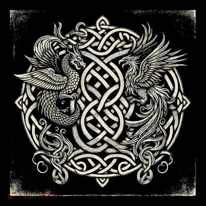 Intricate Celtic Knot With Dragon And Phoenix Zip Tote Bag