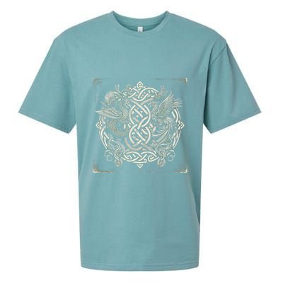 Intricate Celtic Knot With Dragon And Phoenix Sueded Cloud Jersey T-Shirt