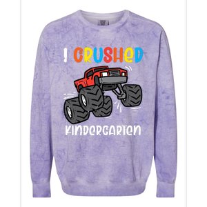 I Crushed Kindergarten Monster Truck Last Day Graduate Boy Colorblast Crewneck Sweatshirt