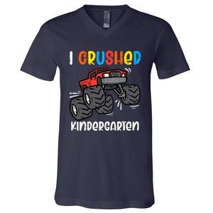 I Crushed Kindergarten Monster Truck Last Day Graduate Boy V-Neck T-Shirt