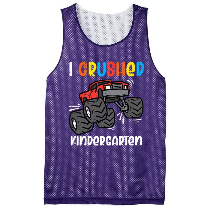 I Crushed Kindergarten Monster Truck Last Day Graduate Boy Mesh Reversible Basketball Jersey Tank