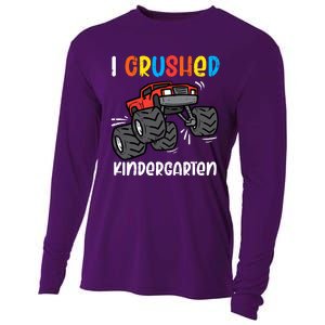 I Crushed Kindergarten Monster Truck Last Day Graduate Boy Cooling Performance Long Sleeve Crew