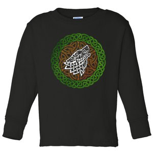 Ireland Celtic Knotwork Design Ornament Wolf Original Celtic Toddler Long Sleeve Shirt