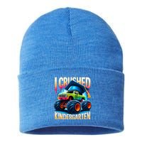 I Crushed Kindergarten Cute Monster Truck Hello Summer Cute Gift Sustainable Knit Beanie