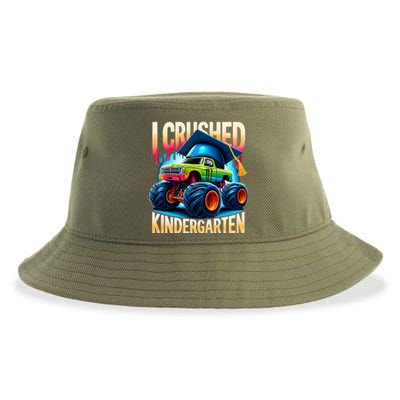 I Crushed Kindergarten Cute Monster Truck Hello Summer Cute Gift Sustainable Bucket Hat