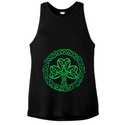 Irish Celtic Knot Shamrock Distressed Clover Gift Ladies PosiCharge Tri-Blend Wicking Tank