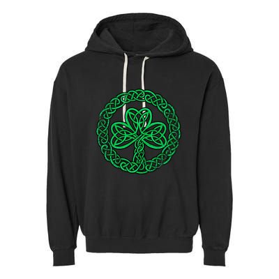 Irish Celtic Knot Shamrock Distressed Clover Gift Garment-Dyed Fleece Hoodie