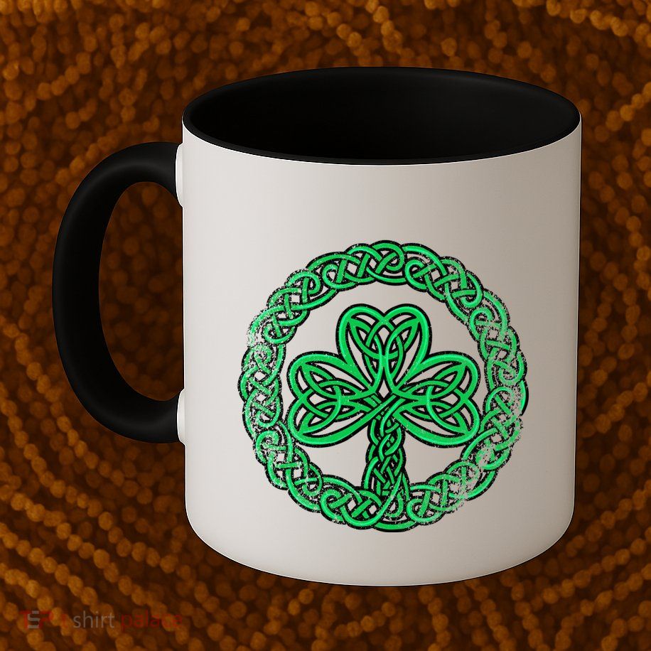 Irish Celtic Knot Shamrock Distressed Clover Gift Mug