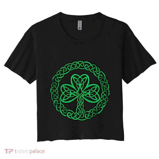 Irish Celtic Knot Shamrock Distressed Clover Gift Crop Top