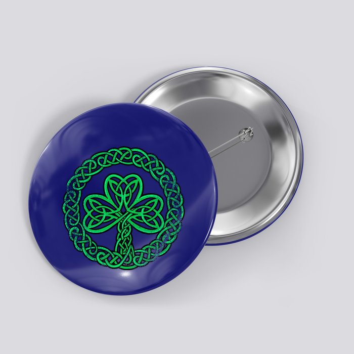 Irish Celtic Knot Shamrock Distressed Clover Gift Button