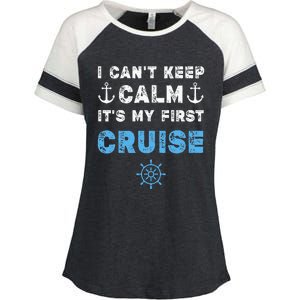 I CanT Keep Calm ItS My First Cruise Enza Ladies Jersey Colorblock Tee