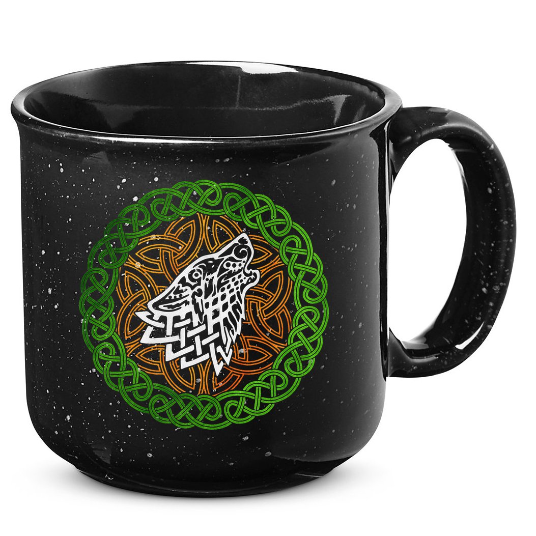 Ireland Celtic Knotwork Design Ornament Wolf Original Celtic 15oz Campfire Ceramic Mug