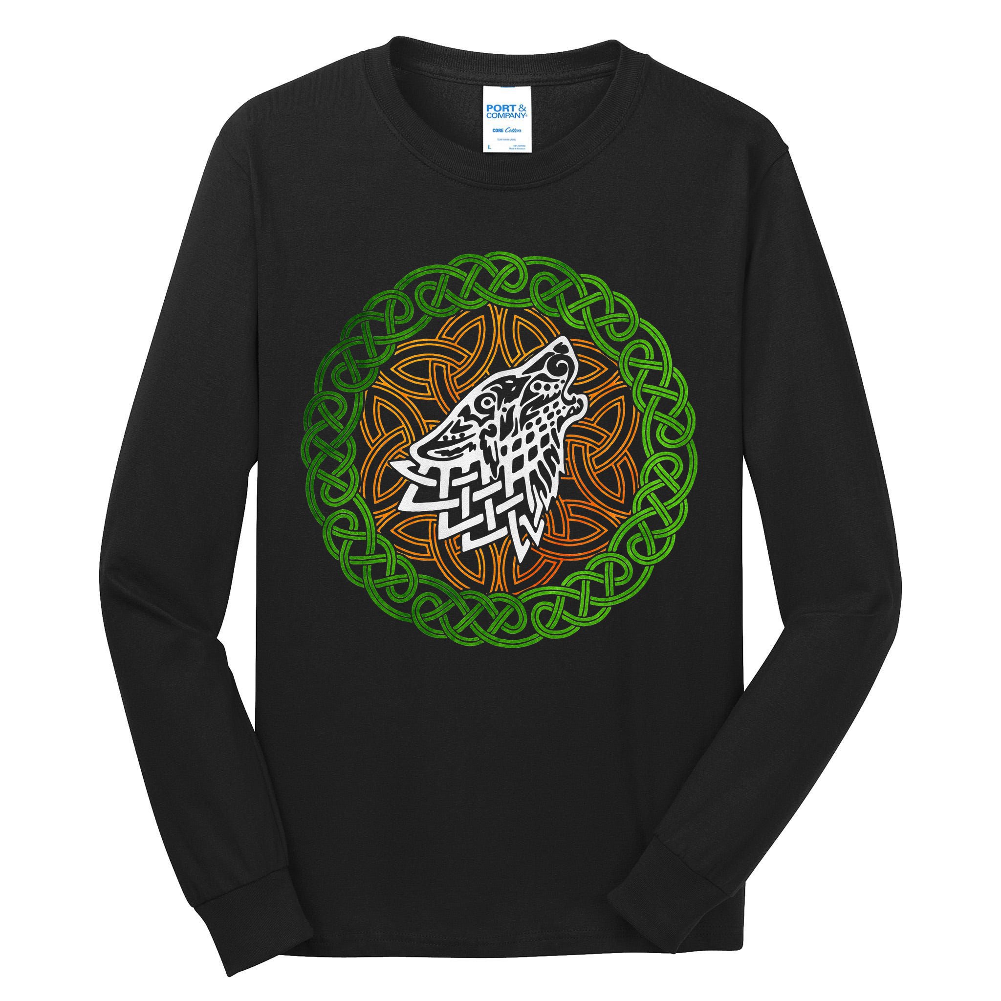 Ireland Celtic Knotwork Design Ornament Wolf Original Celtic Tall Long Sleeve T-Shirt