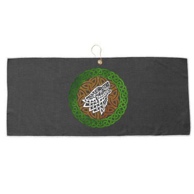 Ireland Celtic Knotwork Design Ornament Wolf Original Celtic Large Microfiber Waffle Golf Towel