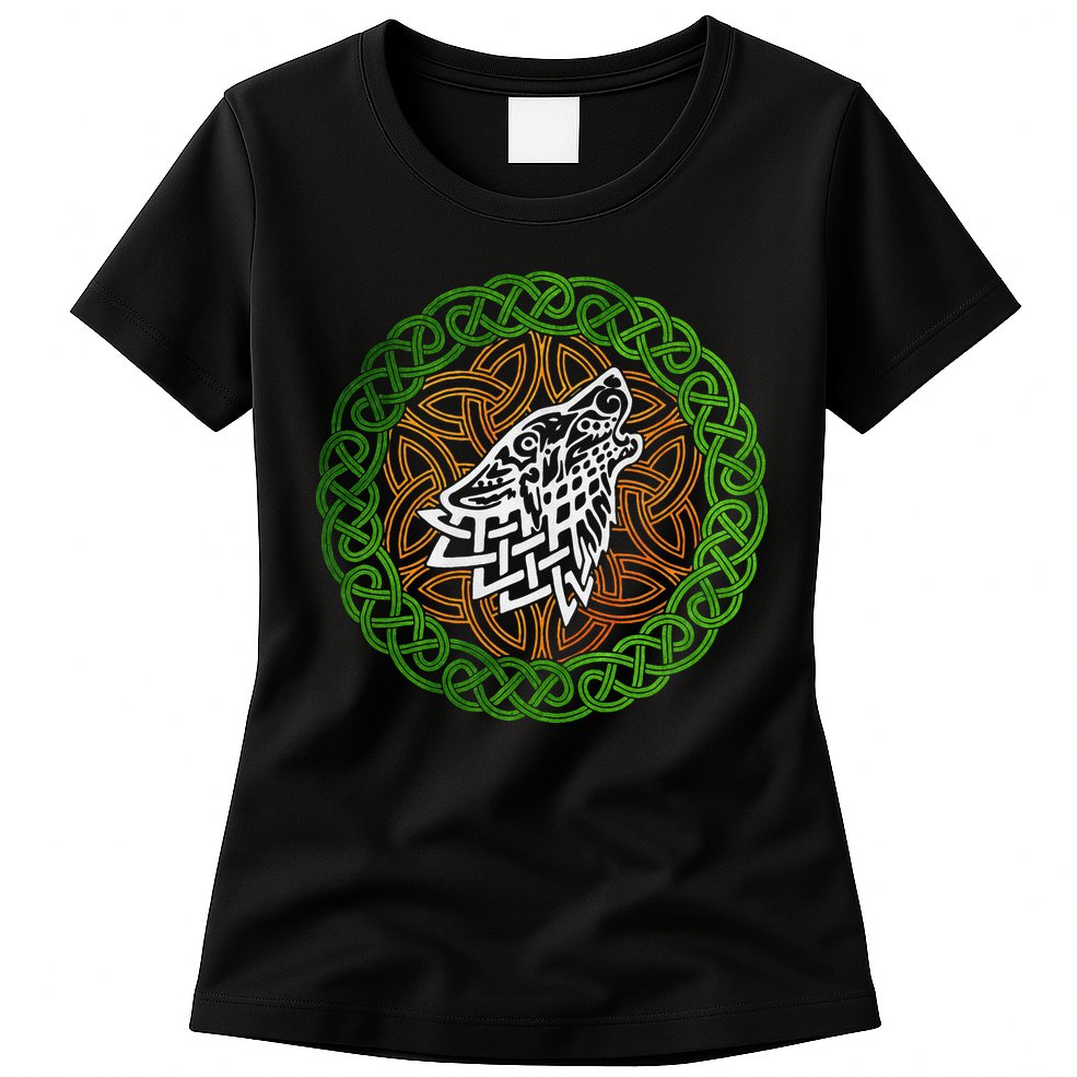 Ireland Celtic Knotwork Design Ornament Wolf Original Celtic Womens T-Shirt