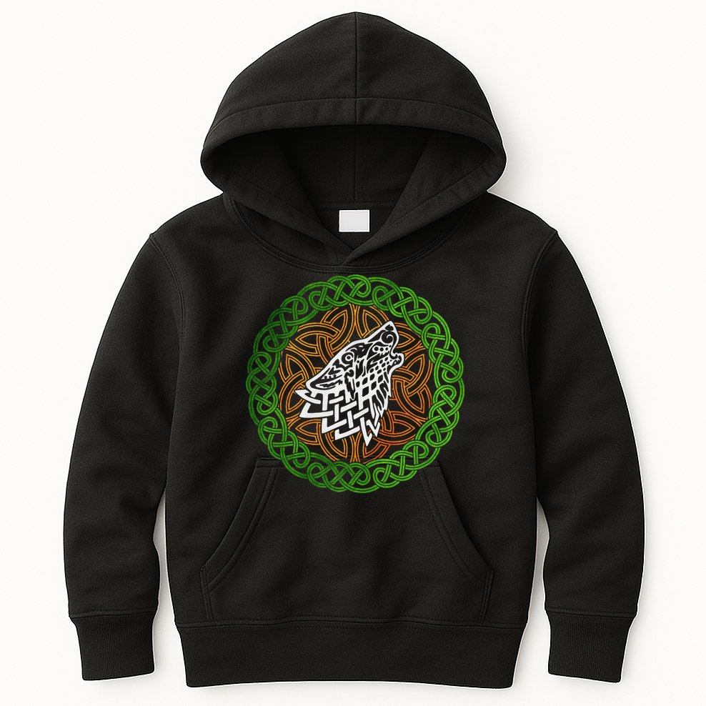 Ireland Celtic Knotwork Design Ornament Wolf Original Celtic Kids Hoodie