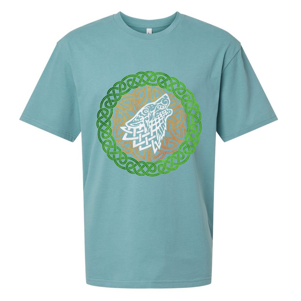 Ireland Celtic Knotwork Design Ornament Wolf Original Celtic Sueded Cloud Jersey T-Shirt