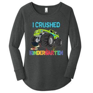 I Crushed Kindergarten Monster Truck Graduation Gifts Women's Perfect Tri Tunic Long Sleeve Shirt