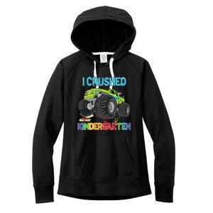 I Crushed Kindergarten Monster Truck Graduation Gifts Women's Fleece Hoodie