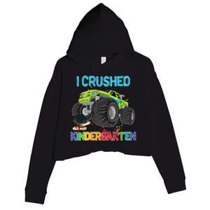 I Crushed Kindergarten Monster Truck Graduation Gifts Crop Fleece Hoodie