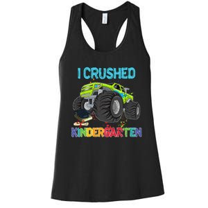 I Crushed Kindergarten Monster Truck Graduation Gifts Women's Racerback Tank