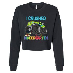 I Crushed Kindergarten Monster Truck Graduation Gifts Cropped Pullover Crew