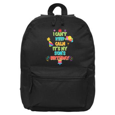 I Can't Keep Calm It's My Son's Birthday 16 in Basic Backpack