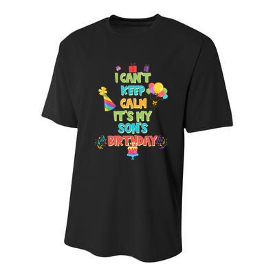 I Can't Keep Calm It's My Son's Birthday Youth Performance Sprint T-Shirt