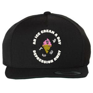 Ice Cream Keeps The Depression Away Ice Cream Lovers Wool Snapback Cap