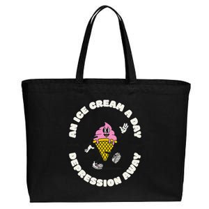 Ice Cream Keeps The Depression Away Ice Cream Lovers Cotton Canvas Jumbo Tote