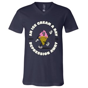 Ice Cream Keeps The Depression Away Ice Cream Lovers V-Neck T-Shirt