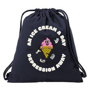 Ice Cream Keeps The Depression Away Ice Cream Lovers Drawstring Bag