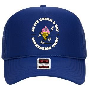 Ice Cream Keeps The Depression Away Ice Cream Lovers High Crown Mesh Back Trucker Hat